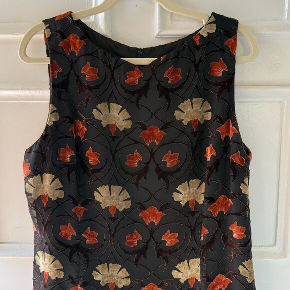Maggy London Burnout Velvet Dress Sz 14 Floral Sheath Vintage 1990s Party Style - Picture 10 of 12